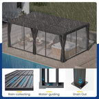 [10X20FT] Alora Premium Louvered Pergola With Curtains And Netting (SAK67041)