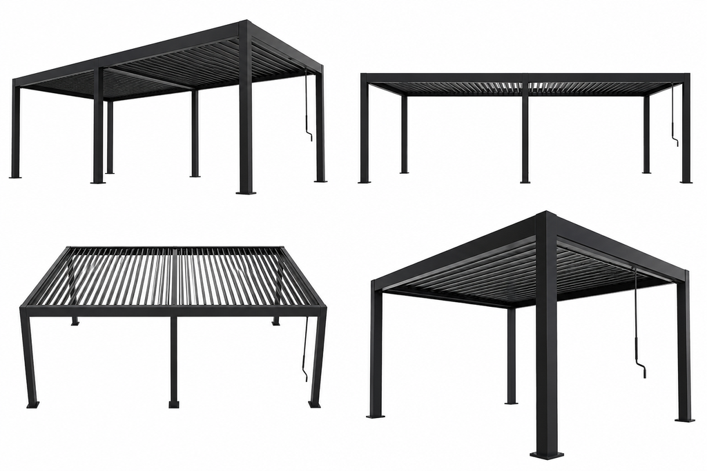 Louver Pergola Steel Louvers & Frame - Black