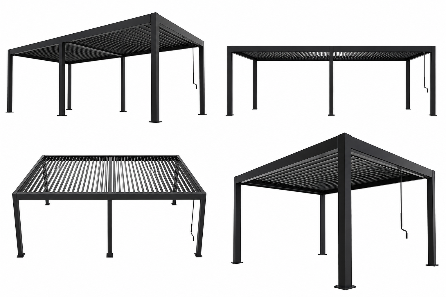 Louver Pergola Steel Louvers & Frame - Black