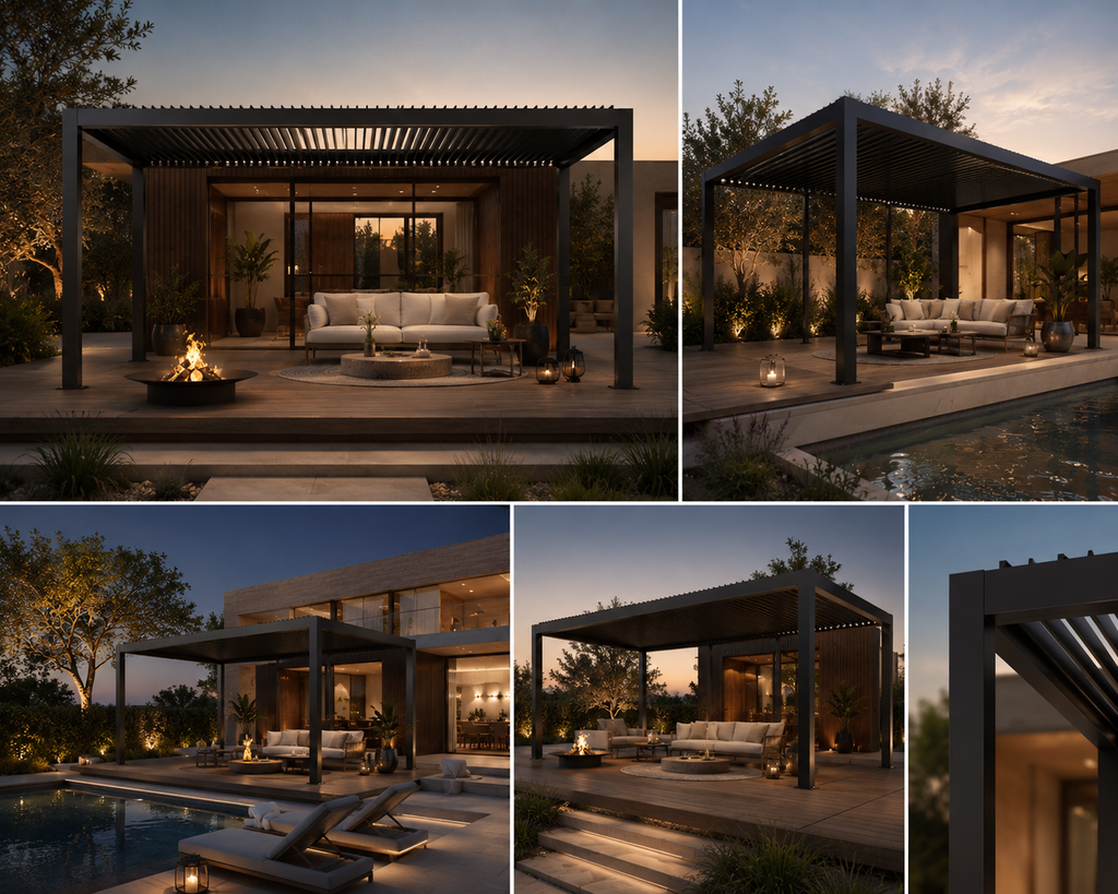 [12X16FT] Alora Premium Outdoor Gray Aluminum Hardtop Pergola Gazebo With Adjustable Roof (SAK81364)