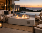 Outdoor Concrete Propane Gas Rectangle Fire Pit Table