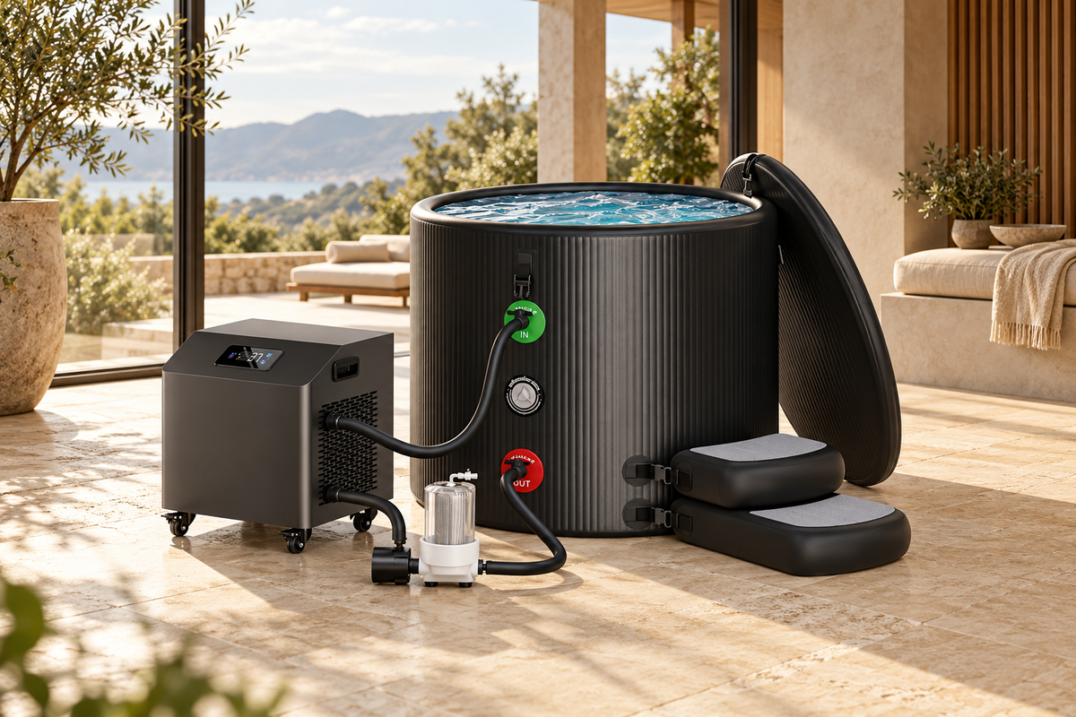 Premium XL 120 Gal Cold Plunge Tub Kit With 1HP Chiller, Filter, And Pump (SAK92632)
