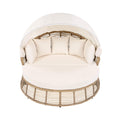 Alora Outdoor Patio Rattan Round Wicker Daybed With Retractable Canopy